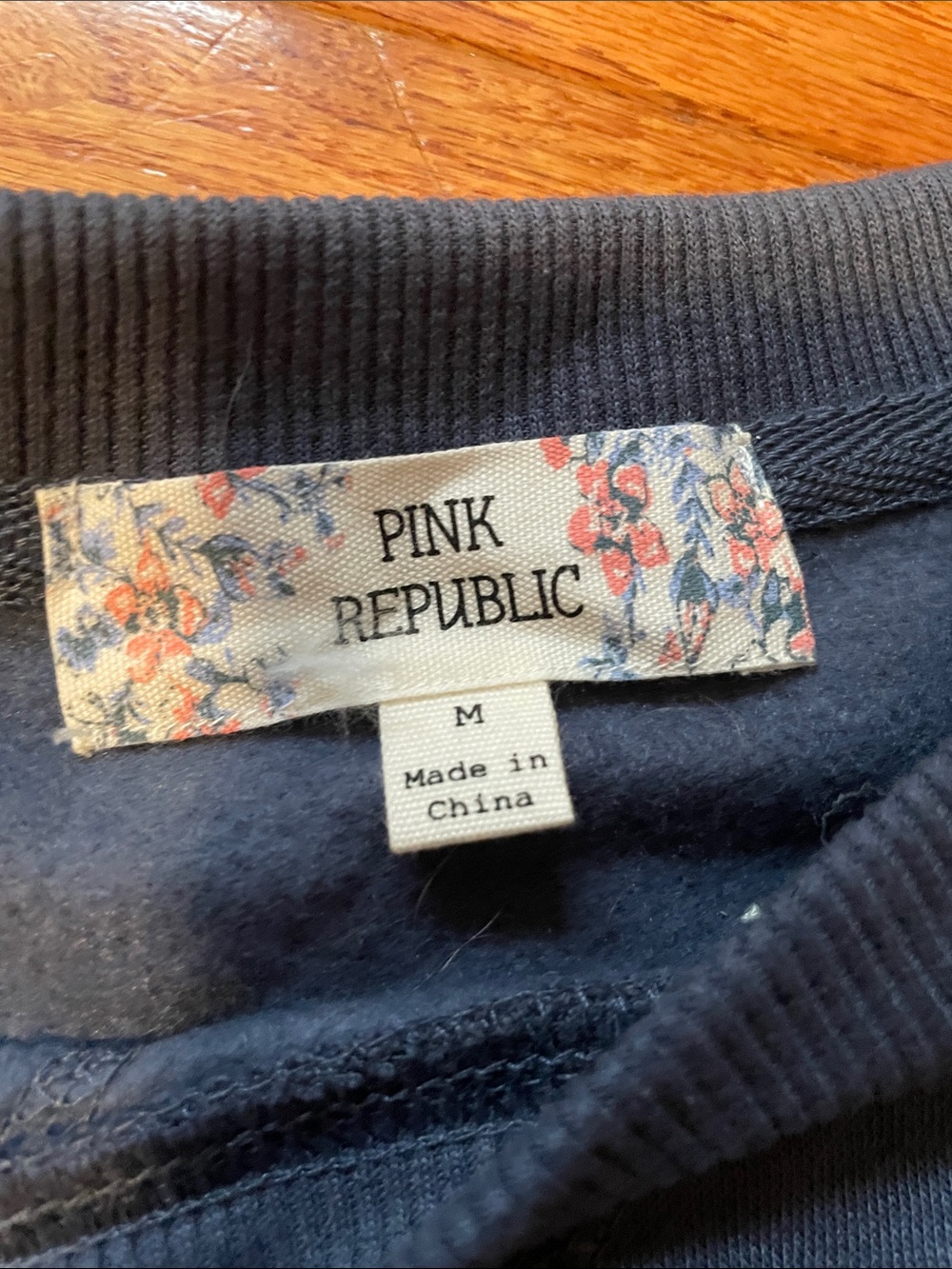 Pink Republic Navy Floral-Trim Sweatshirt - Picture 2 of 3